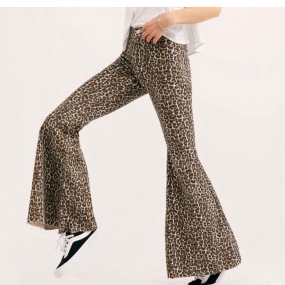 We The Free Leopard Print Boot Cut Flare Pants - Brown/Tan/Black